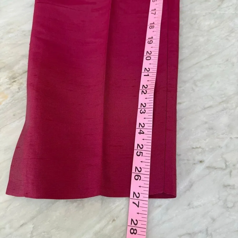 Petite Sophisticate vintage 3 Pc 100% Silk Pant Suit Fuchsia Pink Beaded Sz S